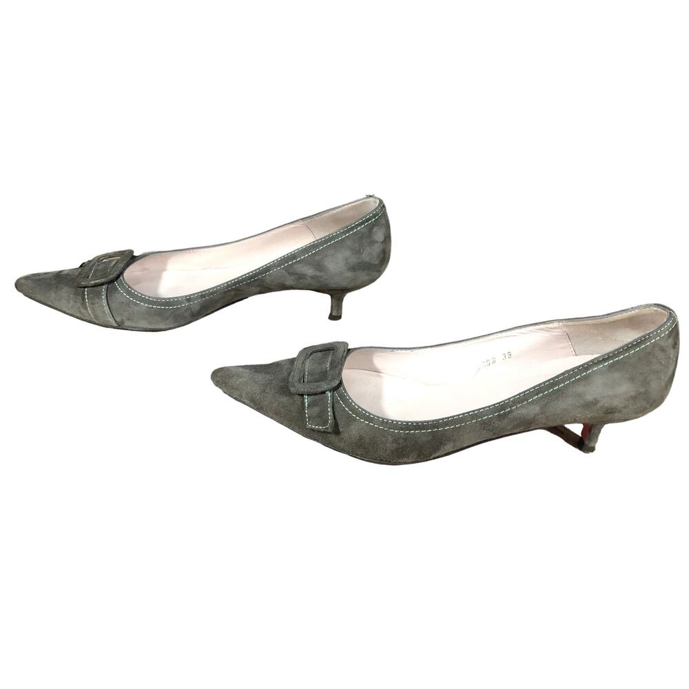 Boden Taupe Women's Suede Pointed Toe Kitten Heels Size 39 Gray